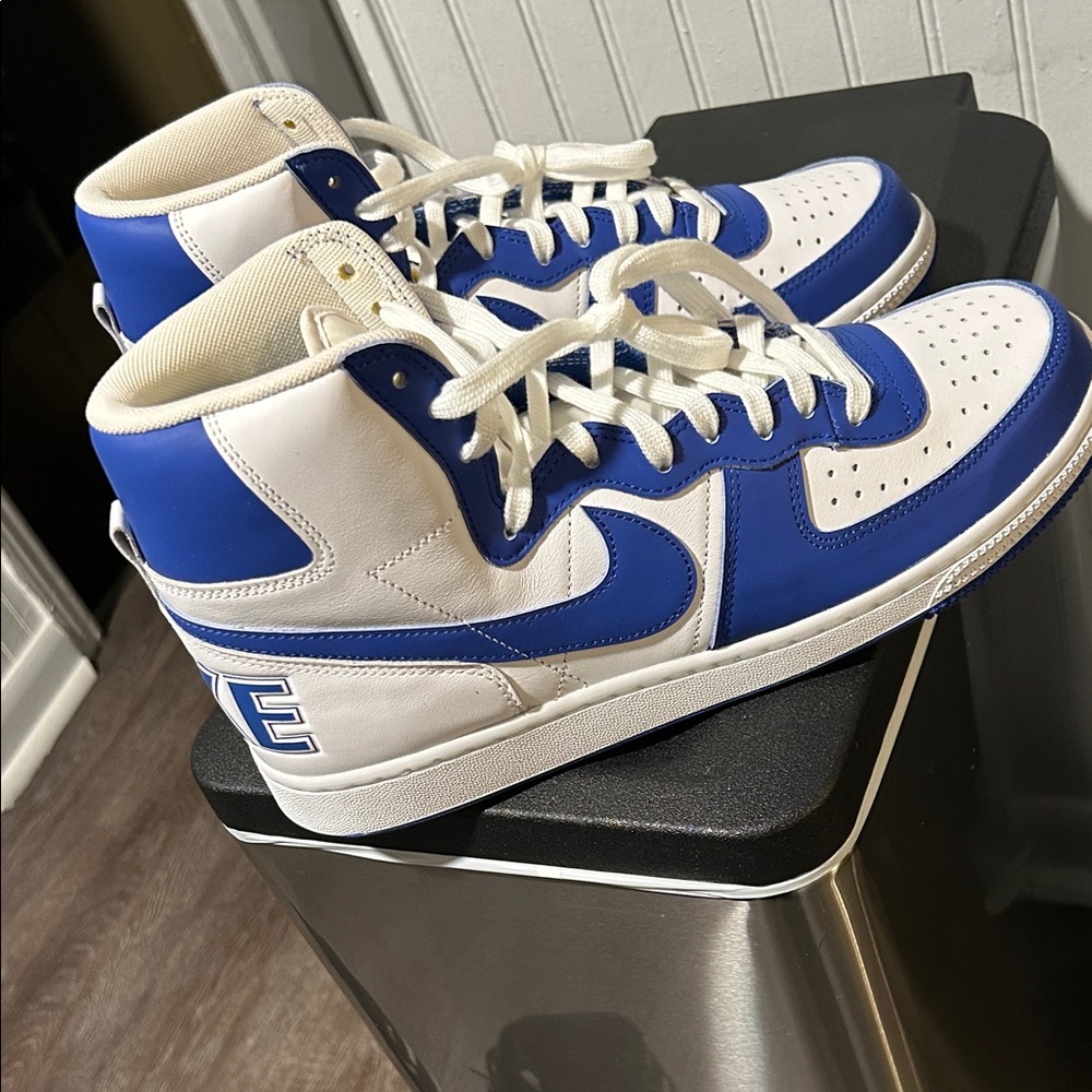 Nike Blue and White High-Top Sneakers